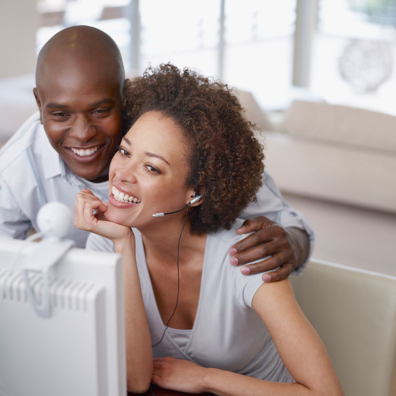 couple looking at computer